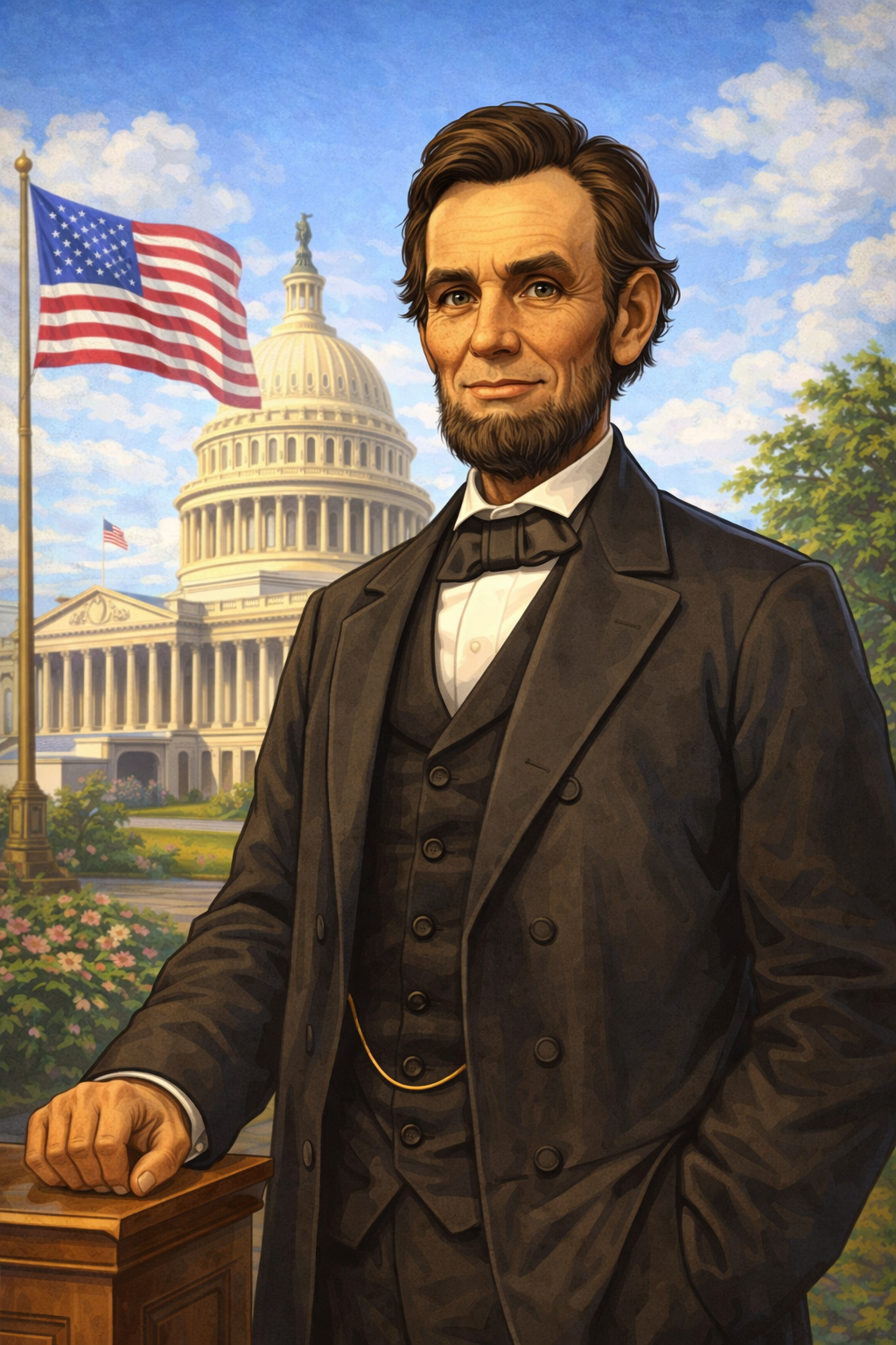 Cartoon portrait of Abraham Lincoln