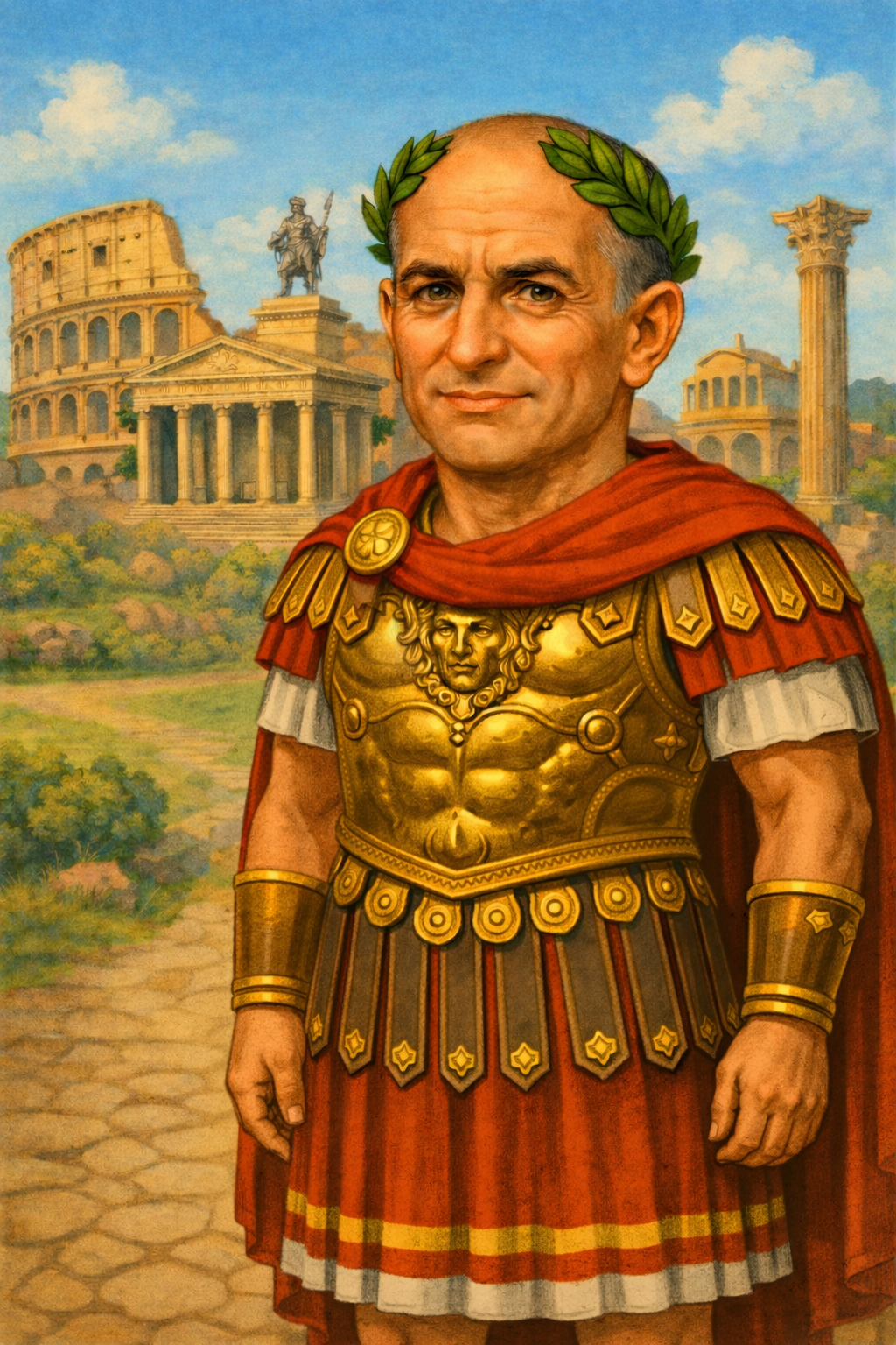 Cartoon portrait of Julius Caesar