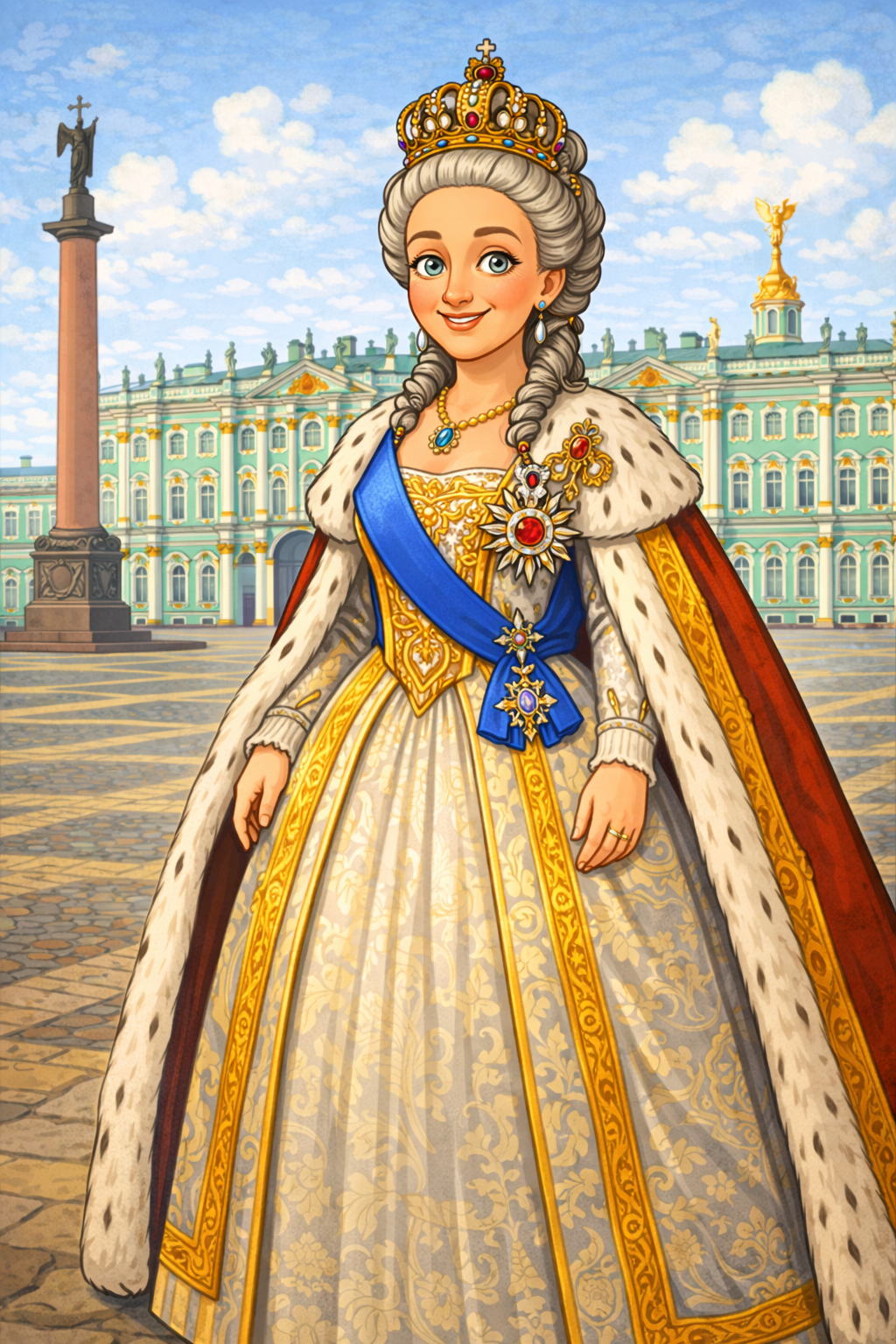 Cartoon portrait of Catherine the Great