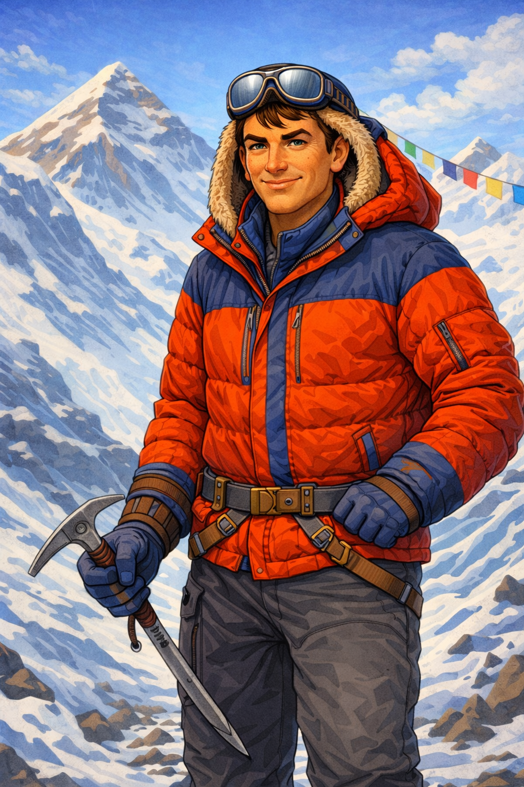 Cartoon portrait of Edmund Hillary