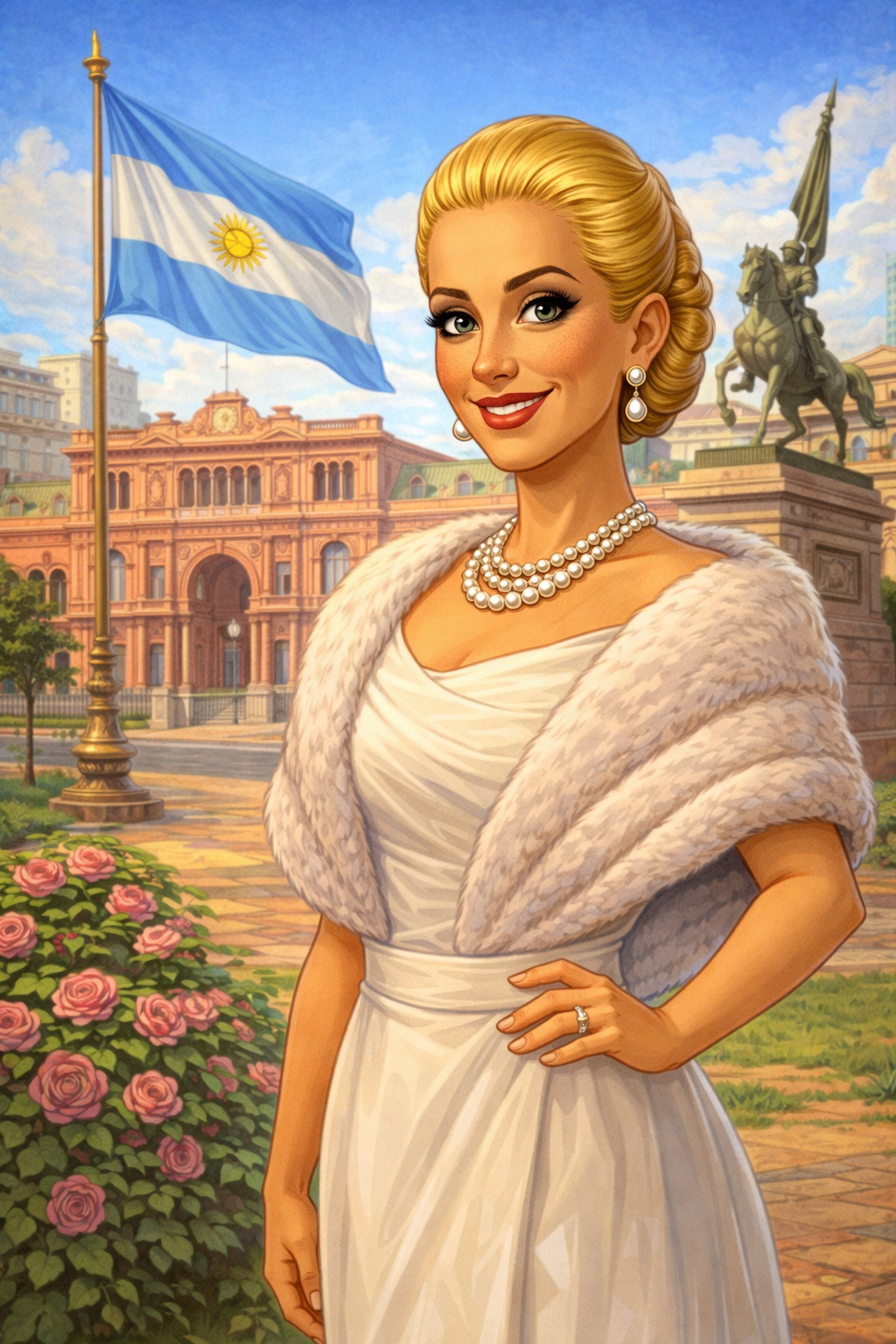 Cartoon portrait of Eva Peron
