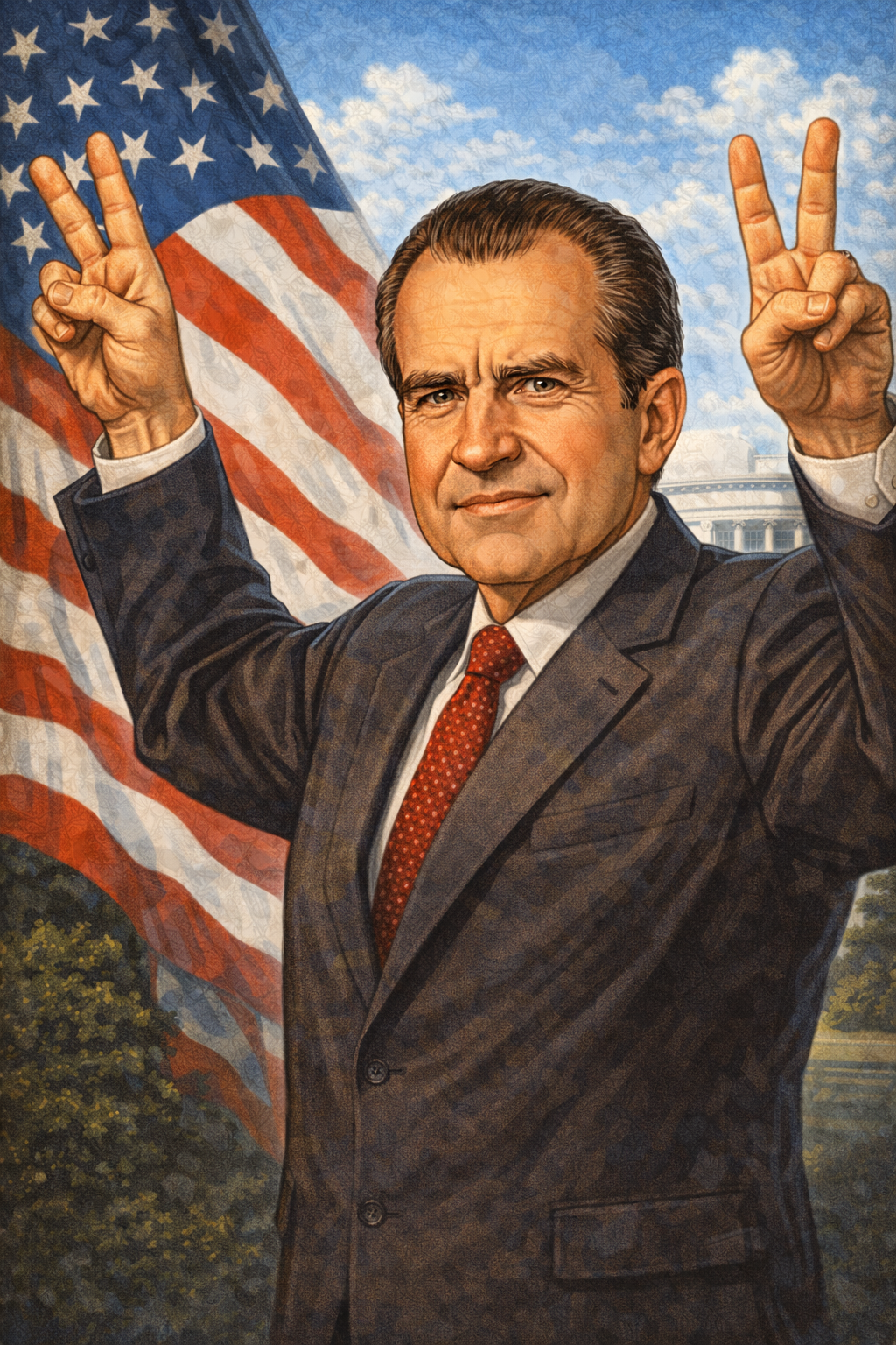 Cartoon portrait of Richard Nixon
