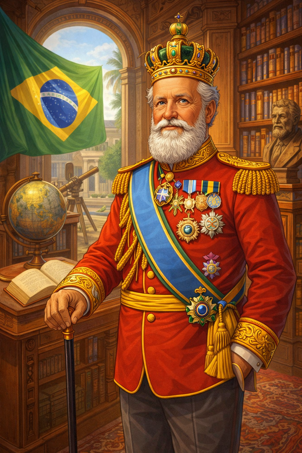 Cartoon portrait of Pedro II