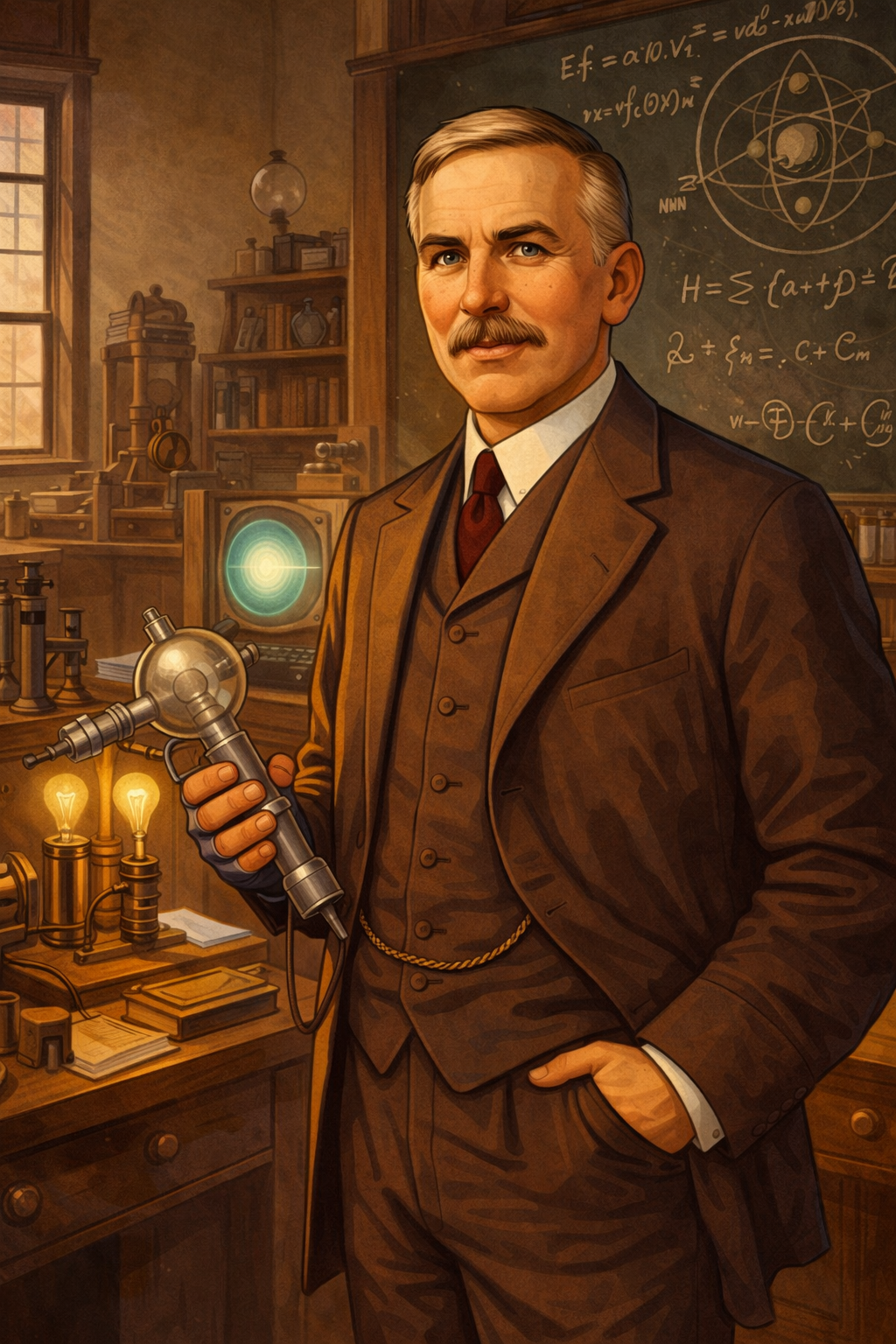 Cartoon portrait of Ernest Rutherford