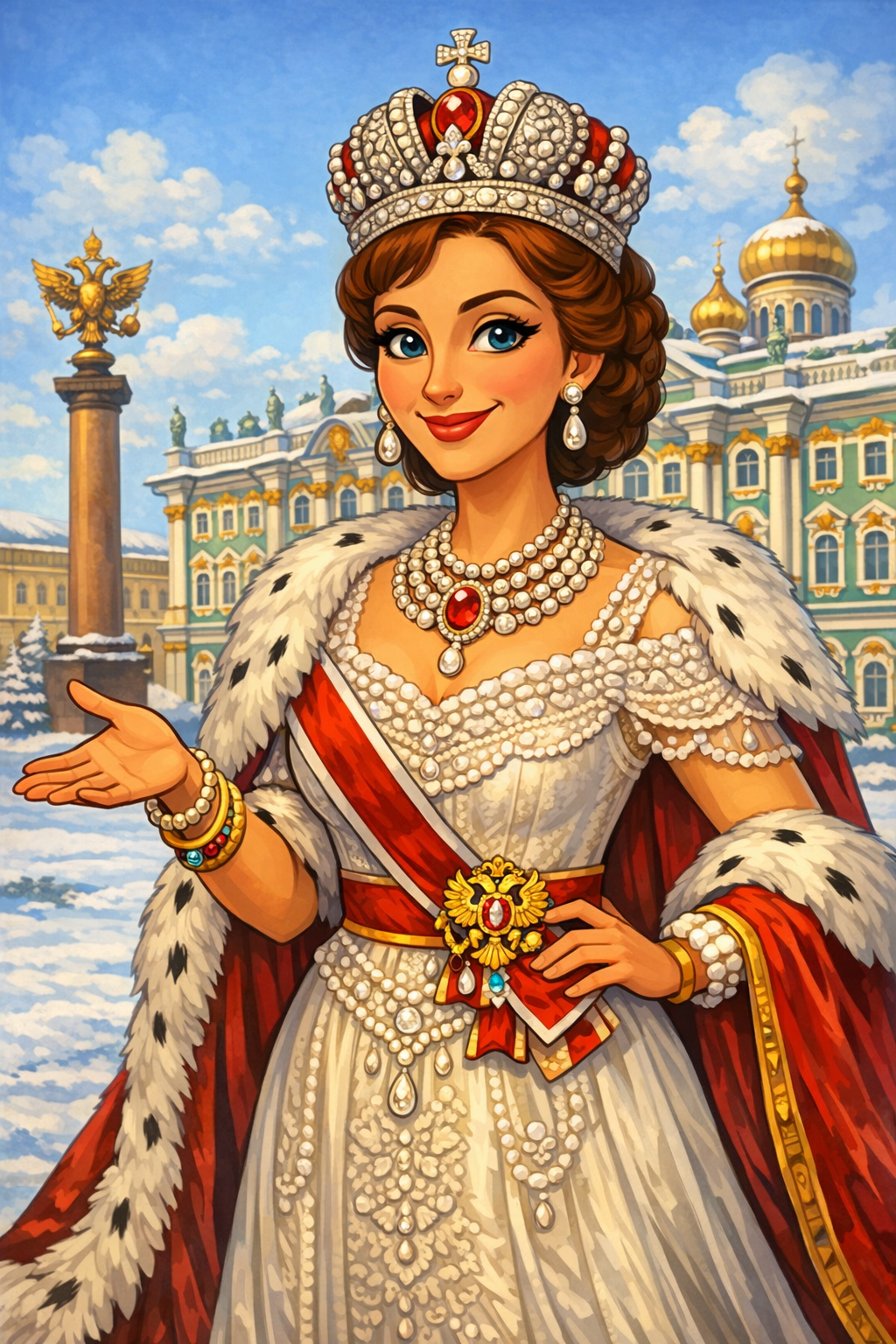 Cartoon portrait of Tsarina Alexandria