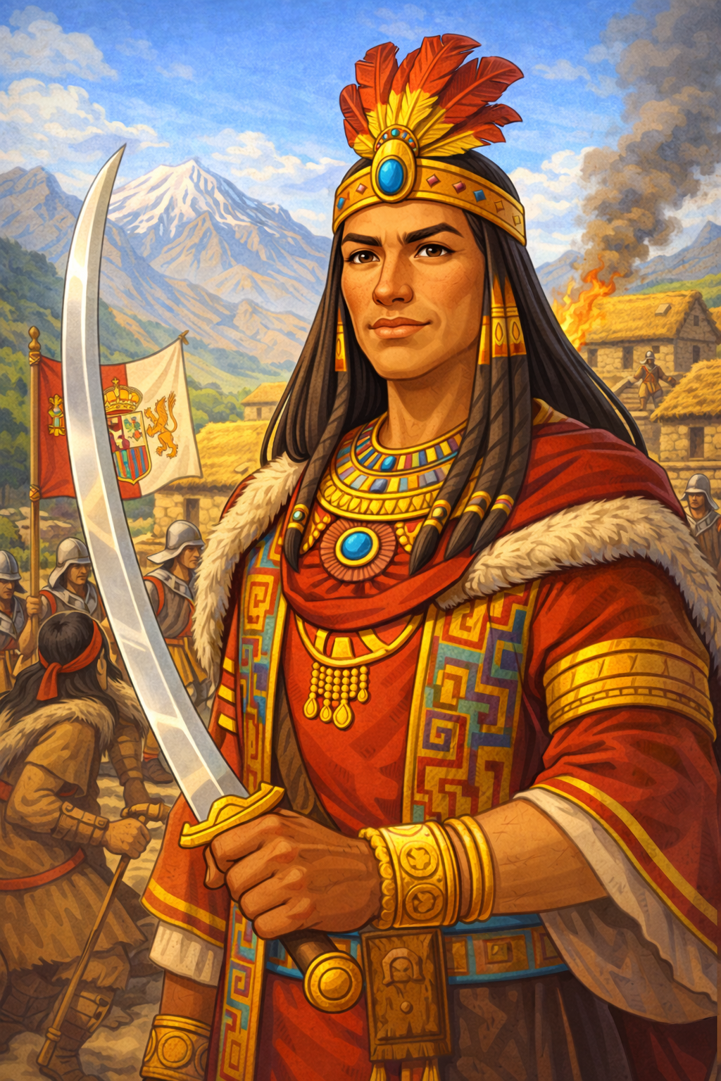 Cartoon portrait of Tupac Amaru