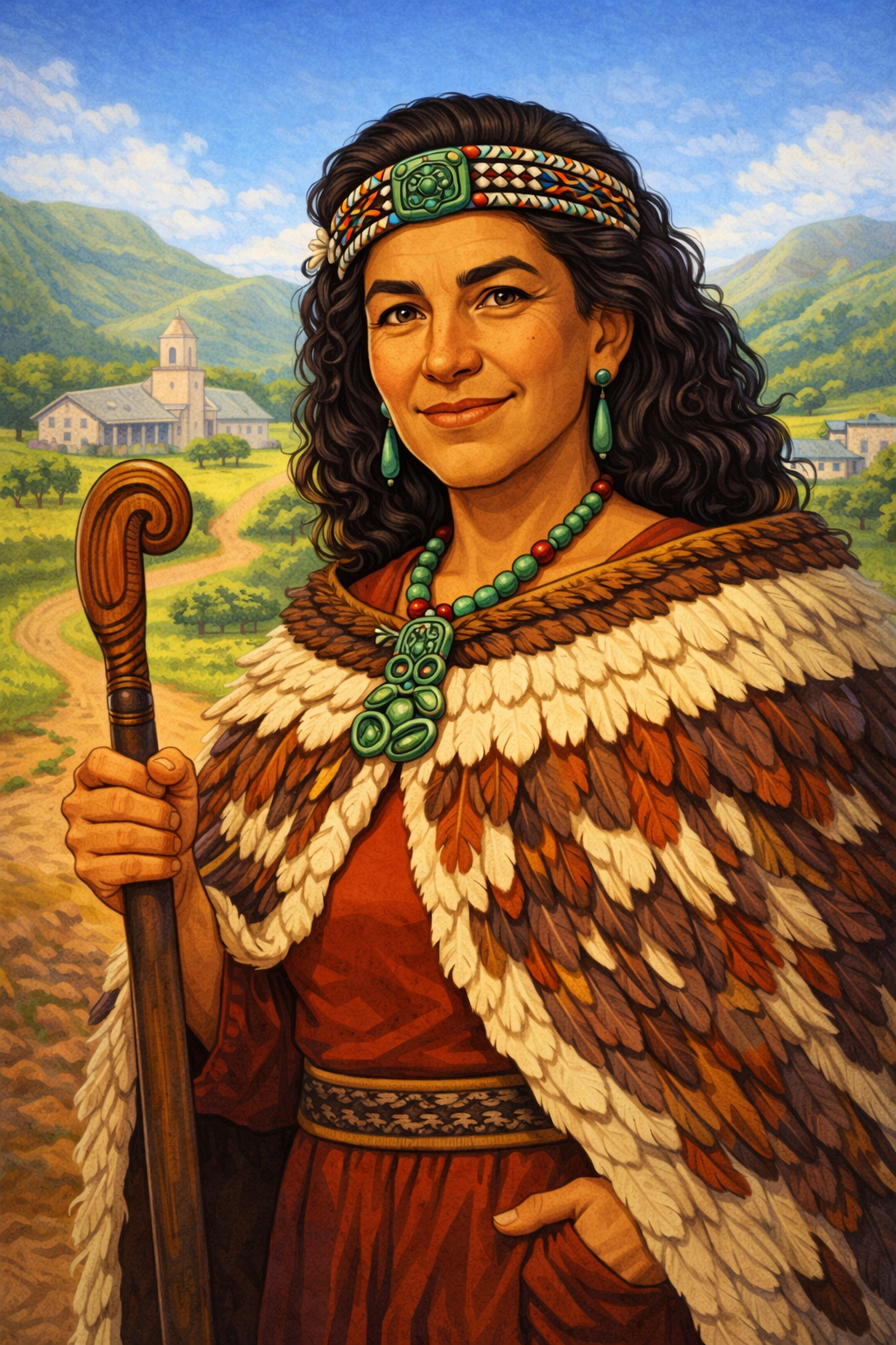 Cartoon portrait of Whina Cooper